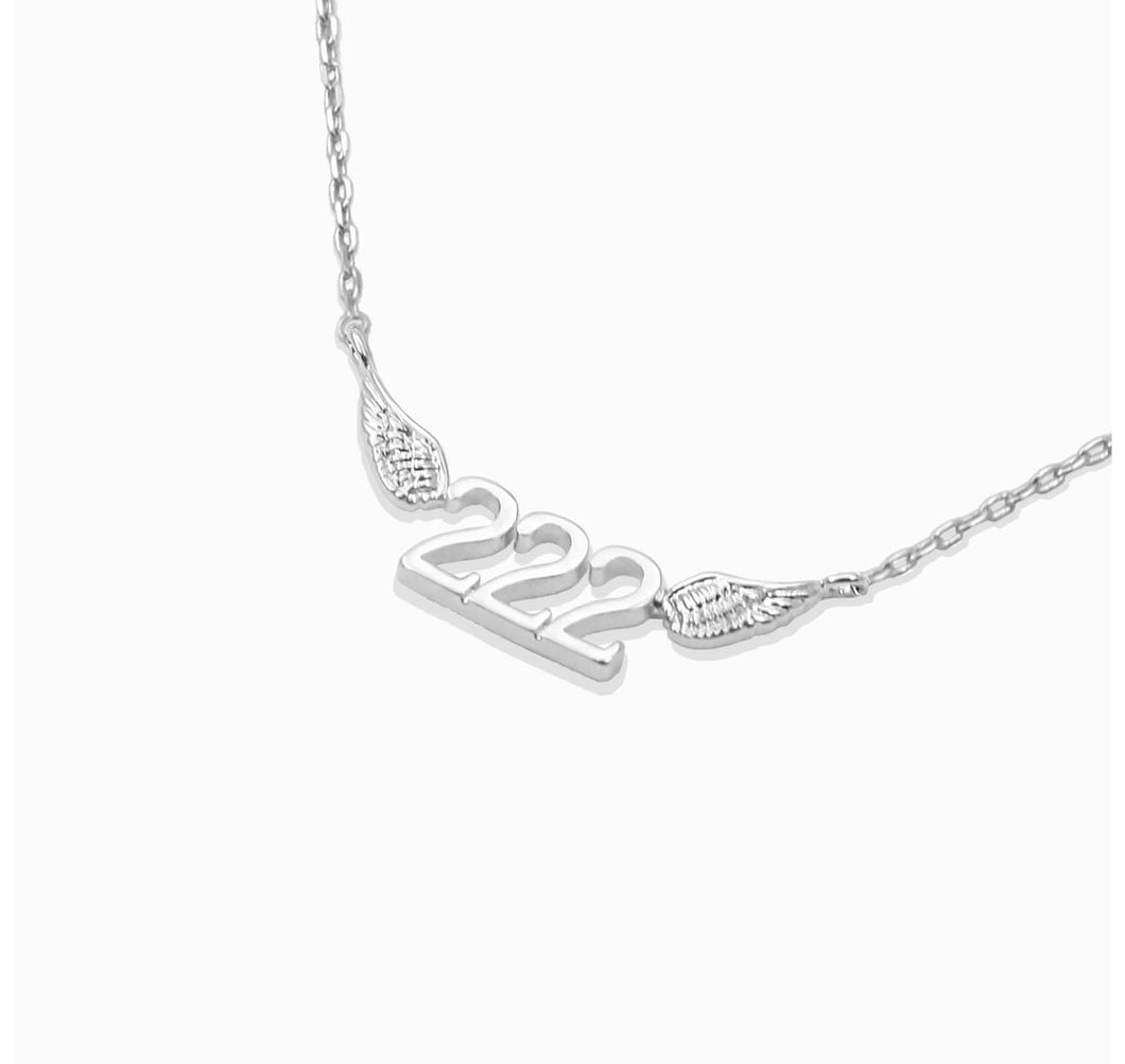222 Alignment Necklace *White Gold Dipped*