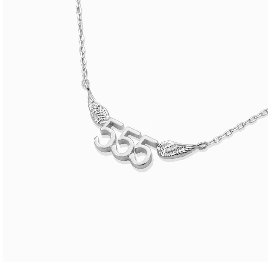 555 Change Necklace *White Gold Dipped*